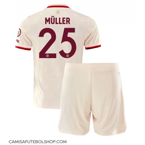 Camisa de time de futebol Bayern Munich Thomas Muller #25 Replicas 3º Equipamento Infantil 2024-25 Manga Curta (+ Calças curtas)